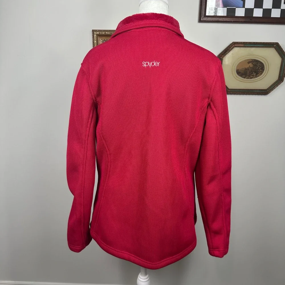 Spyder Women's Red Zip Up Plush Lined‎ Knit Jacket - SIZE L Winter Outdoors - Picture 4 of 7